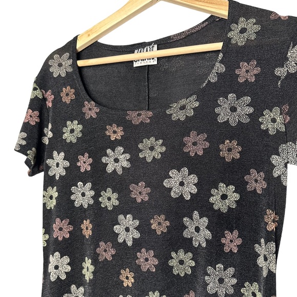 Vintage 90s Mesh Semi-Sheer Slinky Floral Dress - Picture 6 of 8